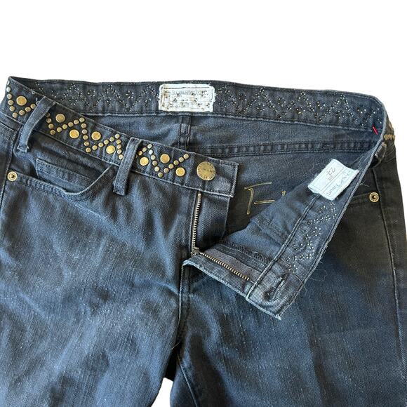 Current/Elliott Stiletto Jeans 27 Black Skinny Low Rise Studded Designer Rocker - Picture 4 of 15